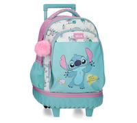 Joumma Disney Stitch Little Destruction Sac à Dos Compact 2 Roues Turquoise Vert 32 x 45 x 21 cm PVC