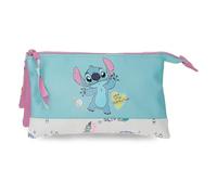 Joumma Disney Stitch Little Destruction Trousse Triple Turquoise Verte 22 x 12 x 5 cm PVC