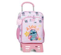 Joumma Disney Stitch You & Me Sac à dos scolaire avec chariot Mauve 30 x 40 x 13 cm Polyester 15,6 L