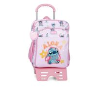 Joumma Disney Stitch You & Me Sac à dos scolaire double compartiment avec chariot Mauve 30 x 40 x 13 cm Polyester 15,6 L