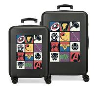 Joumma Marvel Avengers Power Squad Ensemble de valises rigides en ABS avec Serrure à Combinaison latérale 91 l 5,6 kg 4 roulettes Doubles Noir 46 x 65 x 23 cm