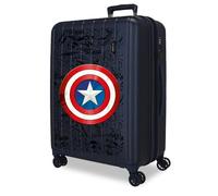 Joumma Marvel Captain America Valise Moyenne Bleue 48x65x27 cm Rigide 3,5 kg Serrure TSA intégrée ABS 3,5 kg 72L Extensible