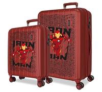 Joumma Marvel Ironman Jeu de valises Rouges 55/65 cm Rigide 6,8 kg Fermeture TSA intégrée ABS 6,8 kg 109L Extensible Bagage à Main