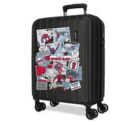 Joumma Marvel Spiderman Comic Valise de Cabine Noire 40 x 55 x 20 cm Rigide 2,8 kg Fermeture TSA intégrée ABS 2,8 kg 37 L Extensible Bagage à Main