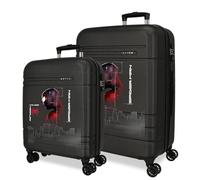 Joumma Marvel Spiderman Technology Jeu de valises rigides en ABS avec fermeture TSA 111L 6,5 kg 4 roues doubles Noir 55/68 cm
