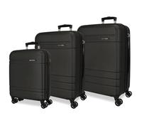 Joumma MOVOM Ensemble de valises rigides en ABS avec Cadenas à Combinaison intégré 221L 11,4 kg 4 Roues Doubles Noir 55/68/78 cm