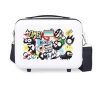 Joumma Movom Monsters - Valise Enfant, Valise Cabine Blanche et Bleue, Rigide en ABS avec Fermeture TSA, 4 Roues, Bagage à Main.