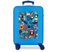 Joumma Movom Monsters - Valise Enfant, Valise Cabine Blanche et Bleue, Rigide en ABS avec Fermeture TSA, 4 Roues, Bagage à Main.