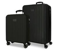 Joumma MOVOM Timber Ensemble de valises rigides en ABS avec cadenas à combinaison intégré 72 L 3,8 kg 4 roues doubles extensible bagage à main Noir 55/68 cm