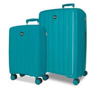Joumma Roll Road Acadia Set de Valises Vert Turquoise 55/65 cm Rigide Polypropylène Cadenas à Combinaison Intégré 105L 6kg 4 Doubles Roues Extensible Bagage à Main