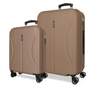 Joumma Roll Road Formentera Champagne Set de Bagages 55/65 cm Rigide ABS Cadenas à Combinaison Intégré 91L 6.05kg 4 Doubles Roues Bagage à Main