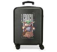 Joumma Star Wars The Mandalorian & Grogu Valise de Cabine Noire 38 x 55 x 20 cm Rigide ABS Fermeture à Combinaison latérale 34 l 2,6 kg 4 Roues Doubles Bagage à Main