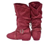 Jouncing Suede Sole Boot Step Women Latin Dance Boots Salsa Shoes Long Warm Up Line Shoes West Coast Swing Dance Boots, rouge profond, 41 1/3 EU