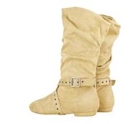 Jouncing Suede Sole Boot Step Women Latin Dance Boots Salsa Shoes Long Warm Up Line Shoes West Coast Swing Dance Boots, beige, 39 1/3 EU