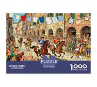 Jour de Course de l'essai Palio de Sienne Puzzle en Bois Imperméable DIY Puzzles De 1000 Pièces pour Adultes Cadeaux Impossible De Décoration pour La Maison