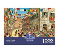 Jour de Course de l'essai Palio de Sienne Puzzle en Bois Imperméable DIY Puzzles De 1000 Pièces pour Adultes Impossible Jeux De Stimulants