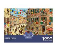 Jour de Course de l'essai Palio de Sienne Puzzle en Bois Imperméable DIY Puzzles De 1000 Pièces pour Adultes Cadeaux Défi Et Casse-tête Jeux Éducatifs
