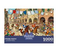 Jour de Course de l'essai Palio de Sienne Puzzle en Bois Imperméable Puzzles De 1000 Pièces pour Adultes Défi Et Casse-tête Jeux Éducatifs