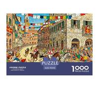 Jour de Course de l'essai Palio de Sienne Puzzle en Bois Imperméable Puzzles De 1000 Pièces pour Adultes Impossible De Décoration pour La Maison