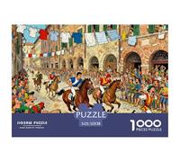 Jour de Course de l'essai Palio de Sienne Puzzle en Bois Imperméable Puzzles De 1000 Pièces pour Adultes Impossible De Décoration pour La Maison