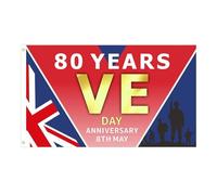 Jour de la victoire 80° Drapeau décoratif - 80 ans de victoire, 2025 Jour de la victoire Europe Bannière commémorative, outil de décoration de couleurs vives pour diverses fêtes, réunions, c