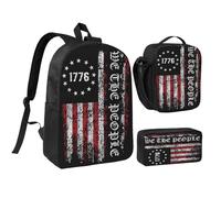 Jour de l'Indépendance de l'Amérique 1776 Nous, le peuple, forgés dans la liberté, unis dans un but Ensemble de sacs à dos de 17 pouces Sac à déjeuner Sac à dos léger pour hommes et femmes 3 pièces