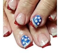 Jour de l'Indépendance Presse Sur Ongles Conseils Français Faux Ongles 4 Juillet Patriotique Faux Ongles Pleins Acrylique Faux Ongles Artificiels