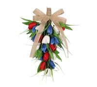 Jour de L'indépendance Swag Swag Swag, Jour de L'indépendance Simulation Bleu Rouge Simulation Tulip Mur à la Maison Décoration de Couronne Suspendue, Fleur Artificielle du