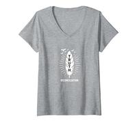 Jour de l'orange amérindien Vérité et réconciliation T-Shirt avec Col en V, Femme, Gris Chiné, S