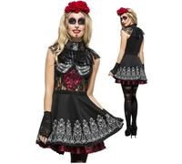 Jour De The Dead Déguisement Sucre Crâne Squelette Femmes Halloween Neuf