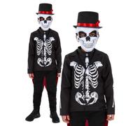 Jour De The Dead Garçons Déguisement Senor Squelette Enfants Halloween + Masque