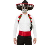 Jour De The Dead Kit Halloween Instantané Costume Déguisement Sombrero & Étui