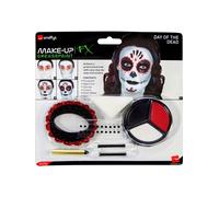 Smiffys Kit de Maquillage Day of the Dead, avec Maquillage pour le visage, Tatouages pou