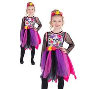 Jour De The Dead Pom-Pom Costume Filles Halloween Squelette Costume Déguisement