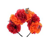 Jour Des Morts Bandeau Halloween Couronne Avec Papillons Décorations Costume Cosplay Accessoire De Cheveux Mexicains Casque Halloween Jour Des Morts Fleur Couronne Gothique Fleur Bandeau Casque