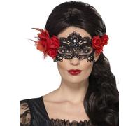 Jour des Morts masque vénitien Halloween noir-rouge