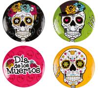 Jour des Morts Plaques Halloween Buttons 4 pièces multicolores 3cm