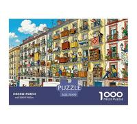 Jour du déménagement dans Un immeuble d'appartements à Madrid Puzzle en Bois Imperméable DIY Puzzles De 1000 Pièces pour Adultes Cadeaux Défi Et Casse-tête Jeux Éducatifs