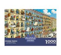 Jour du déménagement dans Un immeuble d'appartements à Madrid Puzzle en Bois Imperméable DIY Puzzles De 1000 Pièces pour Adultes Cadeaux Impossible Jeux De Stimulants