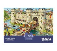 Jour du déplacement du château médiéval Puzzle en Bois Imperméable DIY Puzzles De 1000 Pièces pour Adultes Défi Et Casse-tête Jeux De Stimulants