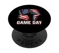 Jour du Match de Football américain - Amant Patriotique de Football américain PopSockets PopGrip Adhésif