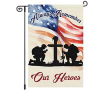 Jour Du Souvenir : Souvenons-Nous Toujours De Nos Héros, Soldats Drapeaux Couleurs Vives Garden Flag Solide Drapeau De Jardin Pour Pelouse Extérieur Maison 30X45Cm