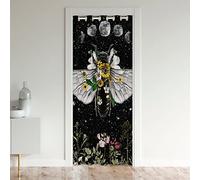 Jour Mois Rideau de Porte 86x203cm Mort Papillons de Nuit Rideaux Interieur Salon Chambre Crâne Décoration Rideaux Exterieur d'entrée Tournesol Botanique Floraison Noir Jaune Rideau Occultant