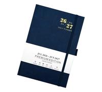 Journal académique 2026-2027 en cuir synthétique avec emplacements pour stylos et bande élastique, 384 pages