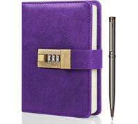 Journal Avec Serrure,Agenda A6 En Cuir Pu Avec Serrure 192 Pages,Carnet De Notes Avec Stylo Et Boîte Cadeau,Agenda Avec Serrure Pour Hommes Et Femmes 4.3x 6.18 Violet