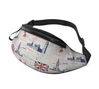 Journal Britannique De Londres Sac Banane Réglable Sac À Bandoulière Polyvalent Sacoche Ceinture pour Vacances Course À Pied Jogging 14X35Cm