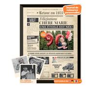 Journal d’anniversaire 1935 - affiche personnalisée avec photo, nom et message - cadeau original 90 ans homme femme - style vintage avec cadre en option - affiche rétro souvenir inoubliable