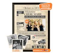 Journal d’anniversaire 1975 - affiche personnalisée avec photo, nom et message - cadeau original 50 ans homme femme - style vintage avec cadre en option - affiche rétro souvenir inoubliable