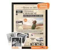 Journal d’anniversaire 1981 - affiche personnalisée avec photo, nom et message - cadeau original 44 ans homme femme - style vintage avec cadre en option - affiche rétro souvenir inoubliable