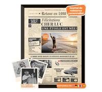 Journal d’anniversaire 1990 - affiche personnalisée avec photo, nom et message - cadeau original 35 ans homme femme - style vintage avec cadre en option - affiche rétro souvenir inoubliable
